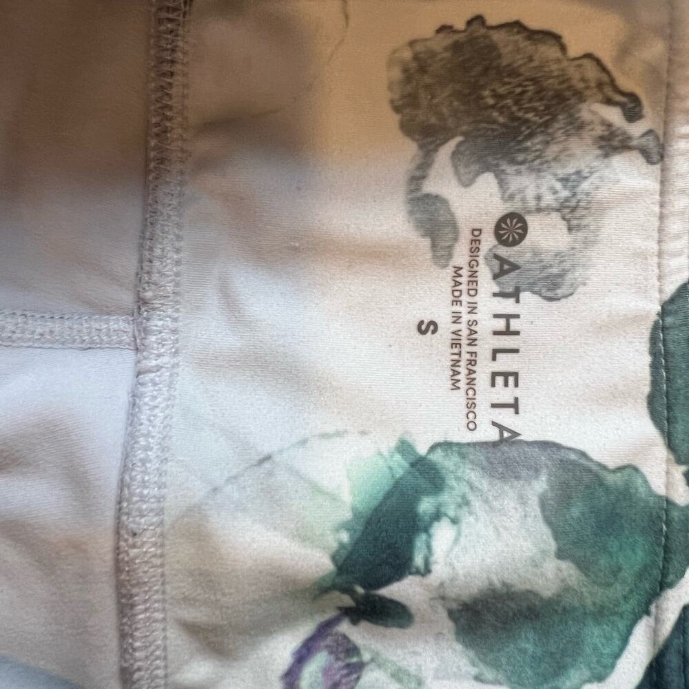 Athleta Watercolor Floral 7/8 Leggings Lilac Mesh Cutouts Size Small - Picture 6 of 10